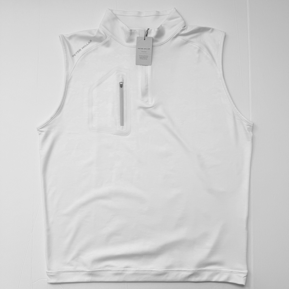 Peter Millar Forge Camo Performance Quarter Zip Vest L White